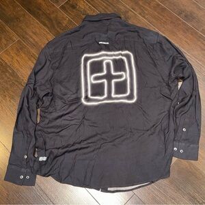 ksubi Long Sleeved Button Up Collared Shirt Mens Size M Oversized Fit Black
